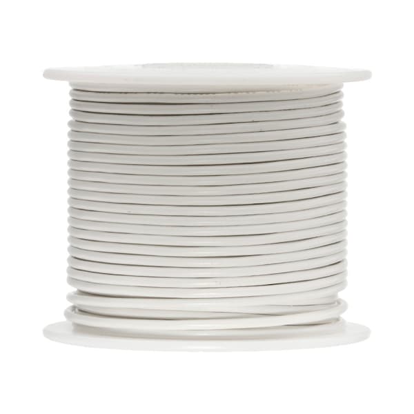 Primary Wire, Hook Up; GPT, 16 AWG, 1C C, White, PVC, Stranded, 60V, 100 ft.